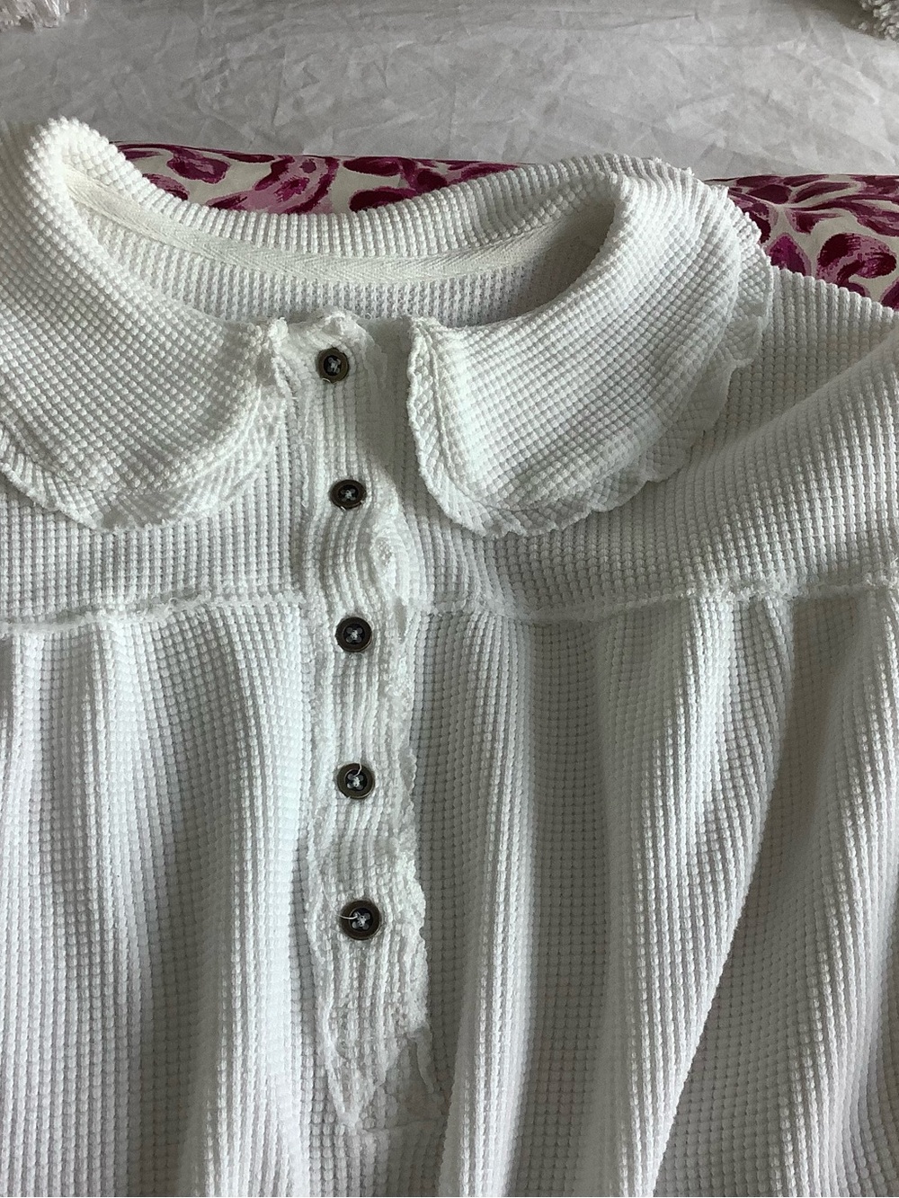 Free People Queen Of Hearts Waffle Thermal Top S - Picture 7 of 8